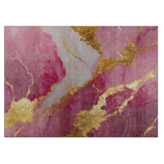 Roze marmeren patroon met goud snijplank