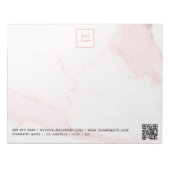 Roze marmeren QR-code zakelijk logo Notitieblok (Voorkant)