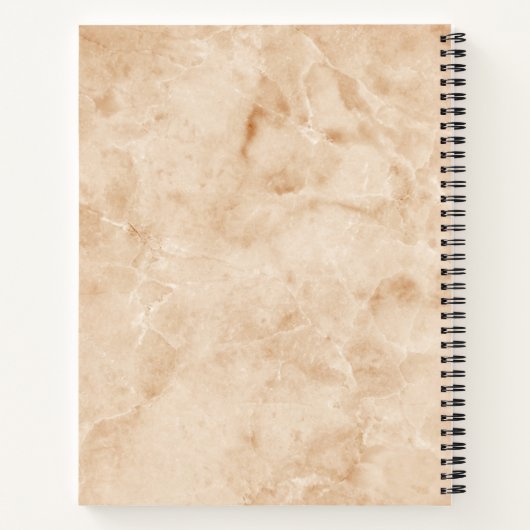 Roze Marmeren Rotstextuur met Naam en Monogram op Notitieboek (Achterkant)