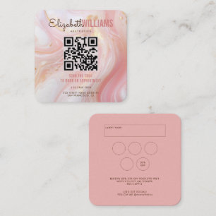 Roze Marmeren Schoonheid Esthetiek QR Code Loyalit Vierkante Visitekaartje