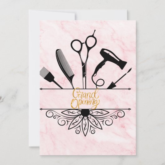 Roze Marmeren Schoonheidssalon Grote Opening Kaart (Voorkant)