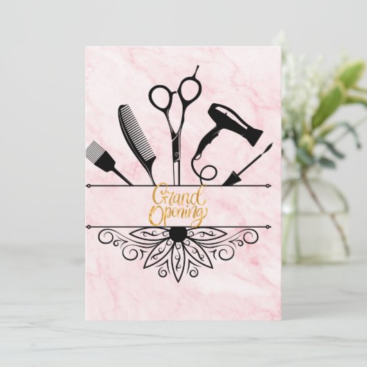 Roze Marmeren Schoonheidssalon Grote Opening Kaart (Staand voorkant)