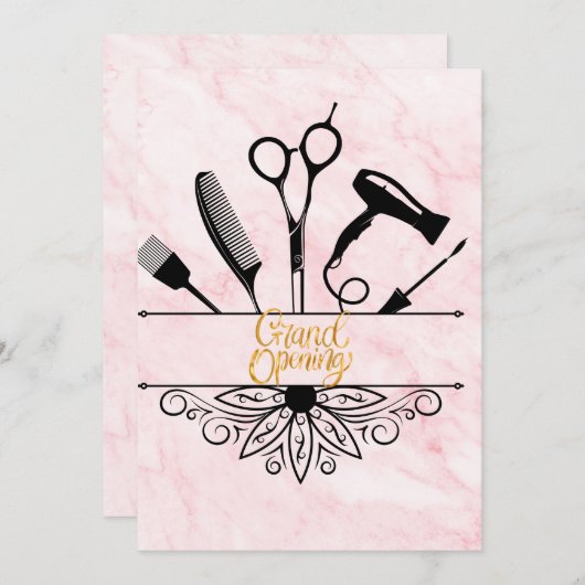 Roze Marmeren Schoonheidssalon Grote Opening Kaart (Voorkant / Achterkant)