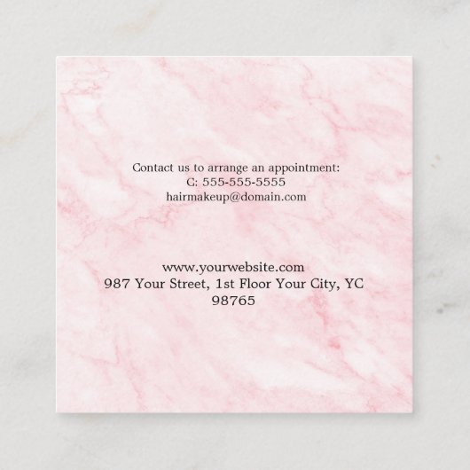 Roze Marmeren Schoonheidssalon Kortingskaartje (Achterkant)