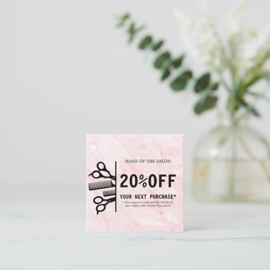 Roze Marmeren Schoonheidssalon Kortingskaartje (Staand voorkant)