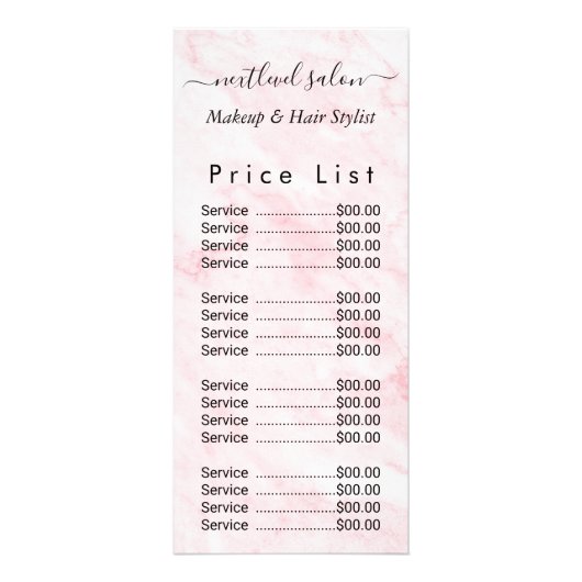 Roze Marmeren Schoonheidssalon Reclamekaart (Voorkant)