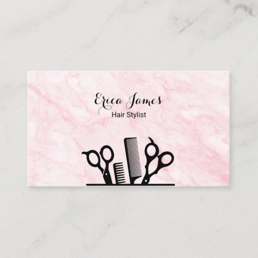 Roze Marmeren Schoonheidssalon Visitekaartje (Voorkant)
