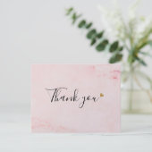 Roze Marmeren Script Business Dank u kaart (Staand voorkant)