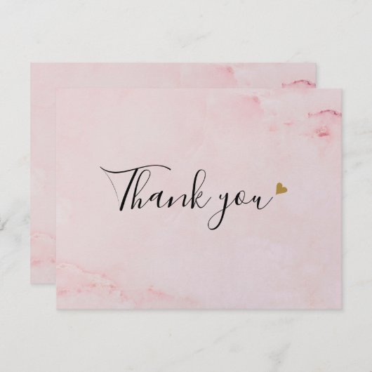Roze Marmeren Script Business Dank u kaart (Voorkant / Achterkant)