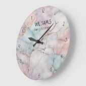 Roze Marmeren Steen Familie Klokken Gepersonalisee (Hoek)