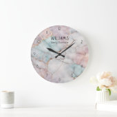 Roze Marmeren Steen Familie Klokken Gepersonalisee (Huis)