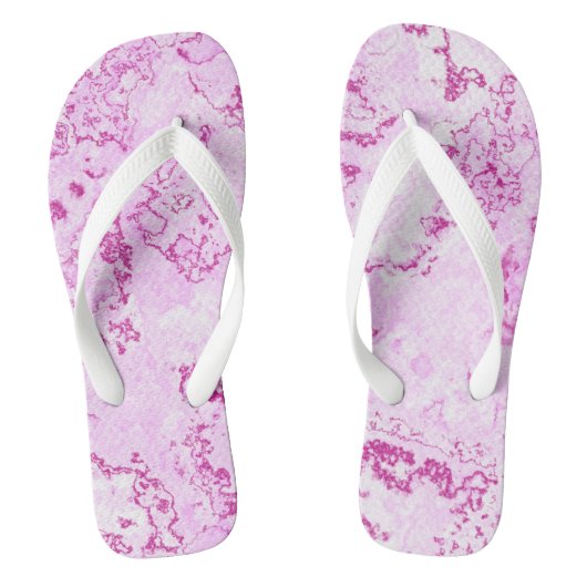 roze Marmeren Swirl Abstract Teenslippers (Voetbed)