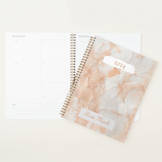 Roze Marmeren Swirl Gepersonaliseerd Planner (Display)