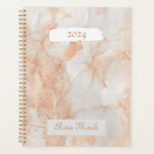 Roze Marmeren Swirl Gepersonaliseerd Planner (Voorkant)