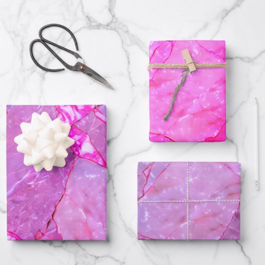 Roze Marmeren Textuur, Marmeren Effect Inpakpapier Vel (Voorkant)