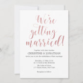 Roze marmeren waterverf huwelijksuitnodiging kaart (Voorkant)