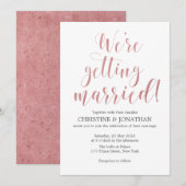 Roze marmeren waterverf huwelijksuitnodiging kaart (Voorkant / Achterkant)