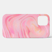 Roze marmeren werveling & gouden glinsterpatroon Case-Mate iPhone case (Achterkant (horizontaal))