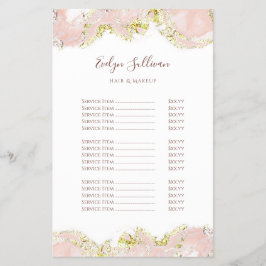 Roze marmerend ontwerp prijslijst flyer