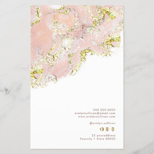 Roze marmerend ontwerp prijslijst flyer (Achterkant)