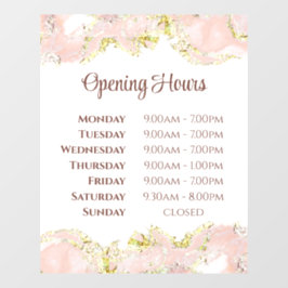 Roze marmering ontwerp openingstijden venster cing raamsticker