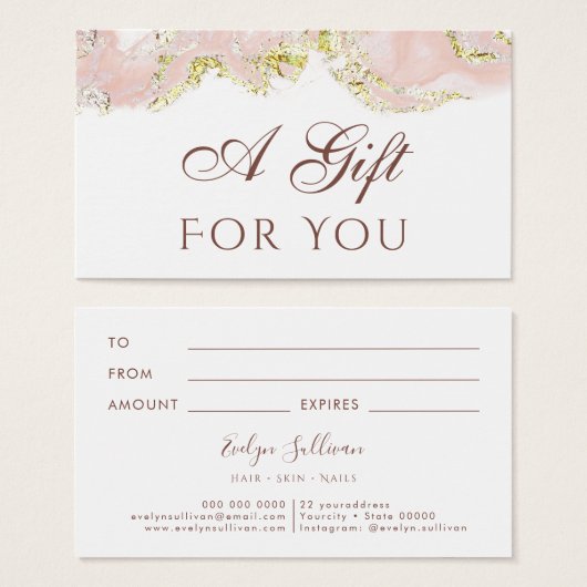 roze marmermodel Cadeaukaart Visitekaartje (Voorkant /achterkant)