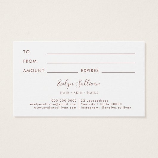 roze marmermodel Cadeaukaart Visitekaartje (Achterkant)