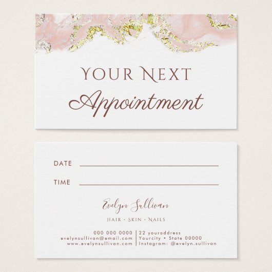 roze marmerontwerp Benoemkaart Visitekaartje (Voorkant /achterkant)