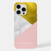 Roze marmerpatroon en namaak goud folie iPhone hoesje (Achterkant)