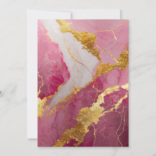 Roze marmerpatroon met goud kaart (Voorkant)