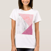 Roze marmor print mousserend t-shirt (Voorkant)