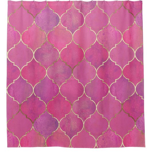 Roze Marokkaans Douchegordijn (Voorkant)