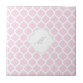 Roze Marokkaans patroonpatroon met Monogram Tile T Tegeltje (Voorkant)