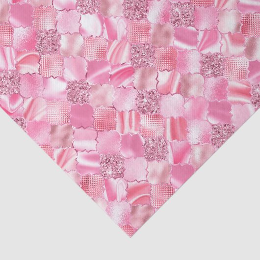 Roze Marokkaans Quatrefoil Patroon Tissuepapier (Detail)