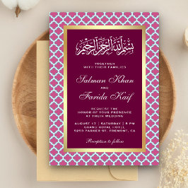 Roze Marokkaans vierlobbig patroon Islamitische br Kaart