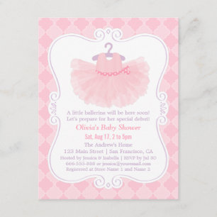 Roze Marokkaanse Ballerina Tutu Meisje Baby Shower Kaart