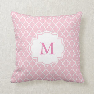 Roze Marokkaanse monogram Quatrefoil Pillow Kussen