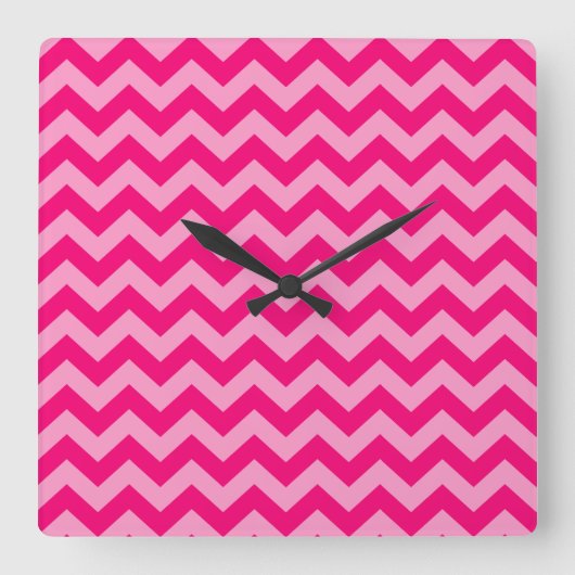Roze Marokkaanse Moods Chevrons Vierkante Klok (Voorkant)