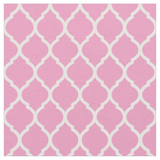 Roze Marokkaanse Quatrefoil Stof (Close Up)