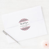 Roze Marokkaanse Trellis, Quatrefoil, bruiloft Ronde Sticker (Envelop)