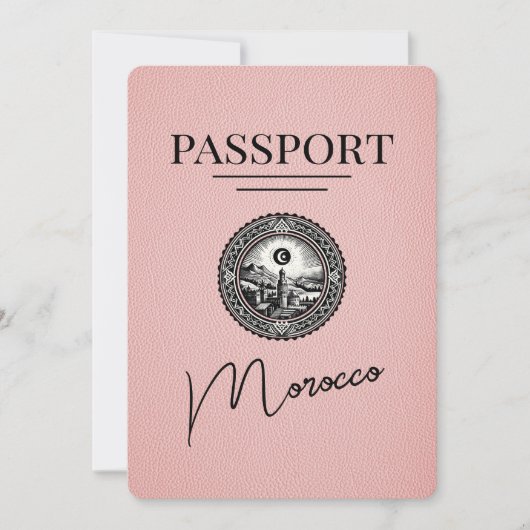 Roze Marokko paspoort Bewaar de datum Save The Date (Voorkant)