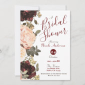 Roze Maroon Bloemengroen Bladeren Vrijgezellenfees Kaart (Voorkant)