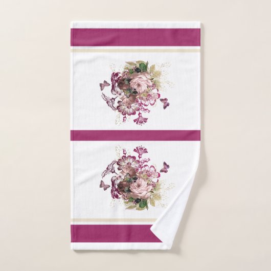 -roze maroon Butterfly Floral Bad Handdoek (Handdoek)