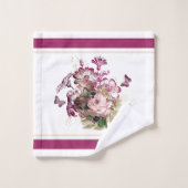 -roze maroon Butterfly Floral Bad Handdoek (Wasdoekje)