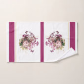 -roze maroon Butterfly Floral Bad Handdoek (Handdoek)