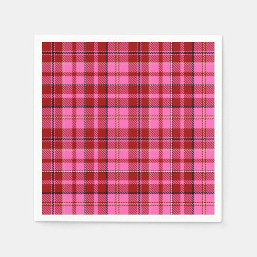 Roze Maroon Geruite Tartan Design Servet (Voorkant)