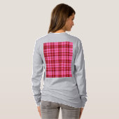 Roze Maroon Geruite Tartan Design  T-shirt (Achterkant volledig)