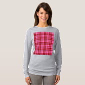 Roze Maroon Geruite Tartan Design  T-shirt (Voorkant volledig)