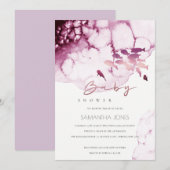 Roze maroon Onderwater Zee Vis Baby shower uitnodi Bedankkaart (Voorkant / Achterkant)