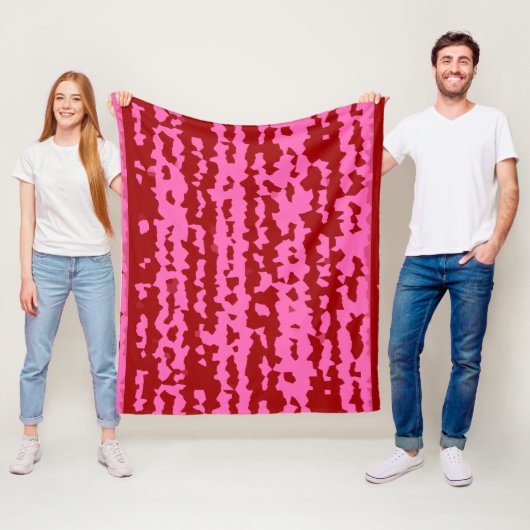 Roze Maroon Rood Onregelmatig Abstract Ontwerp Fleece Deken (In situ)
